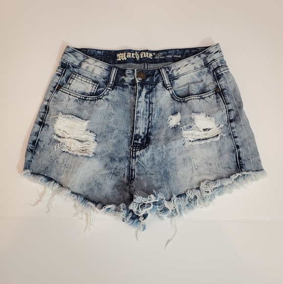 Machine Pants - Machine Distressed Shorts Highwaist Stonewashed